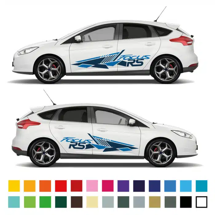 Focus Ford Rs Text Staggered Triangle Side Stripes