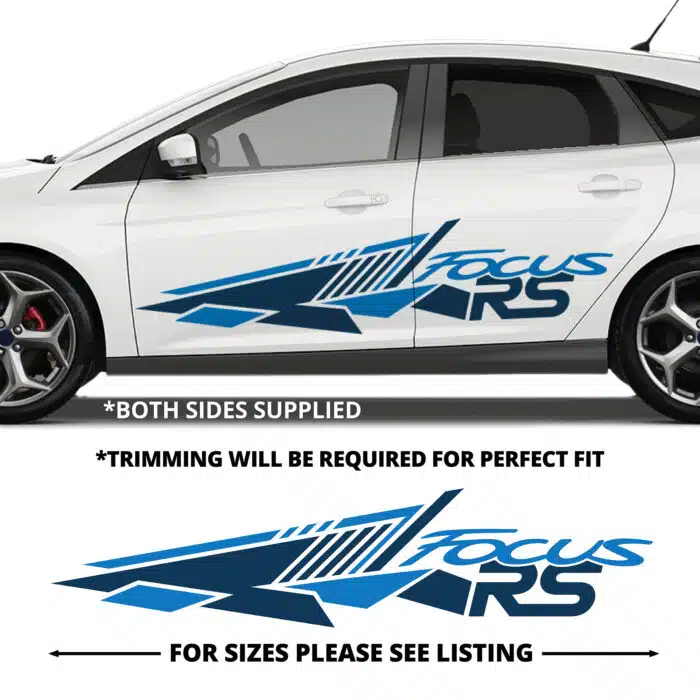 Focus Ford Rs Text Staggered Triangle Side Stripes