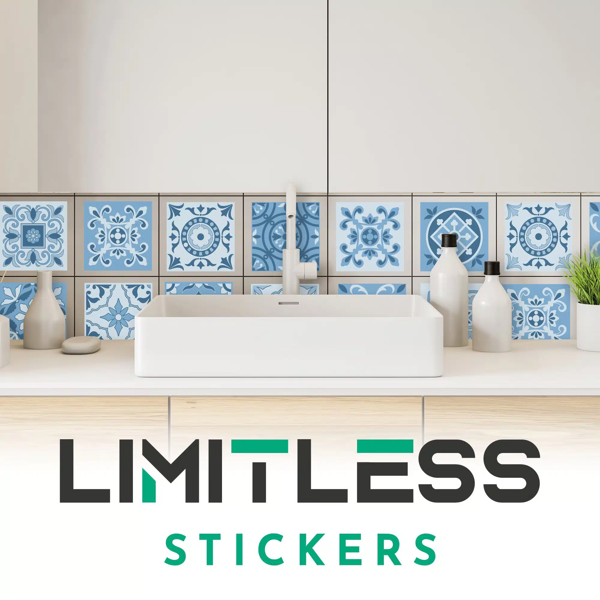 Blue Mosaic Tile Stickers