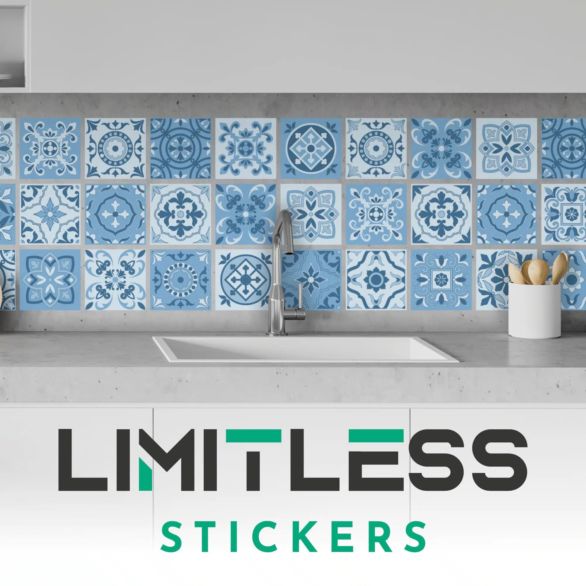 Blue Mosaic Tile Stickers