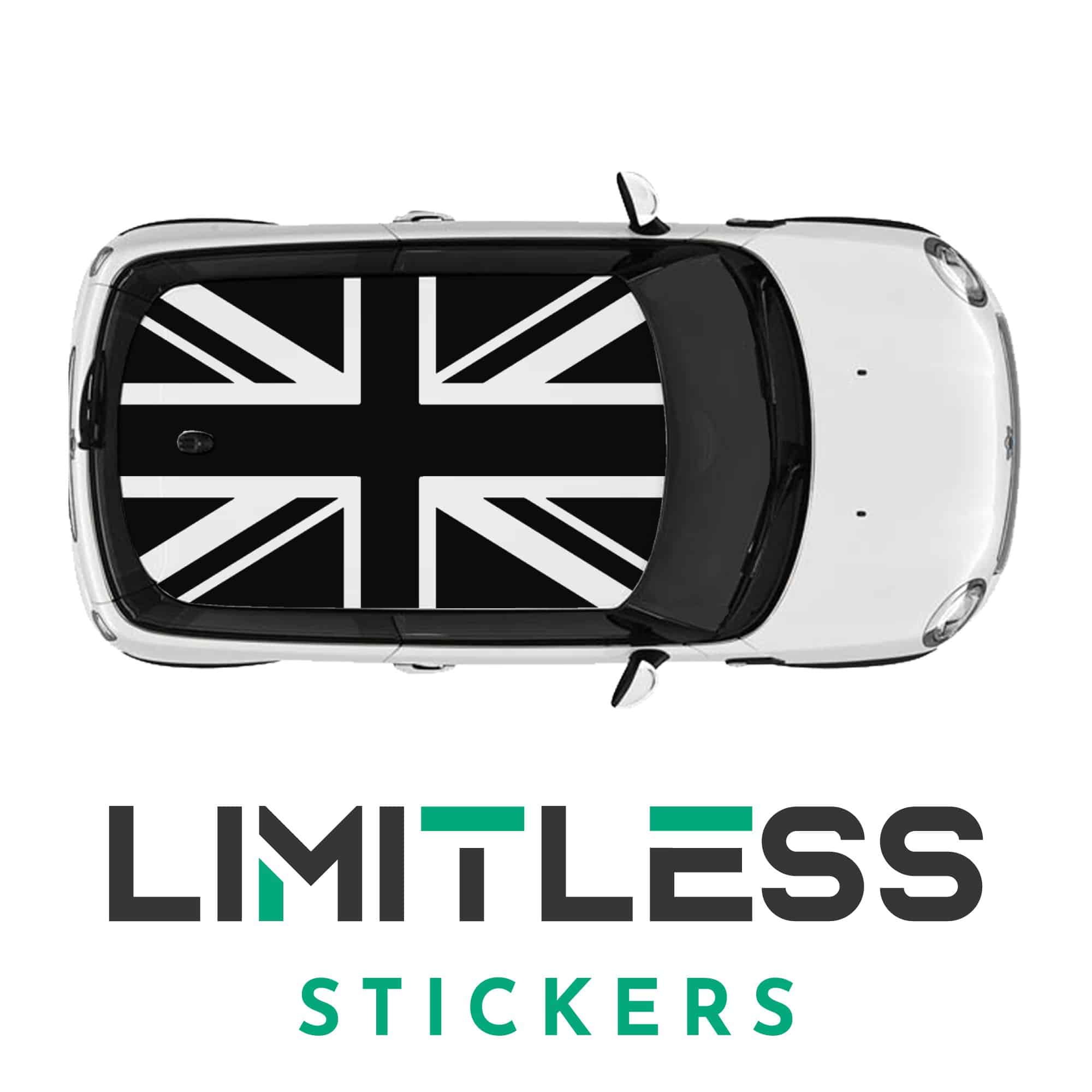 Mini Union Jack Roof Graphic Black And White