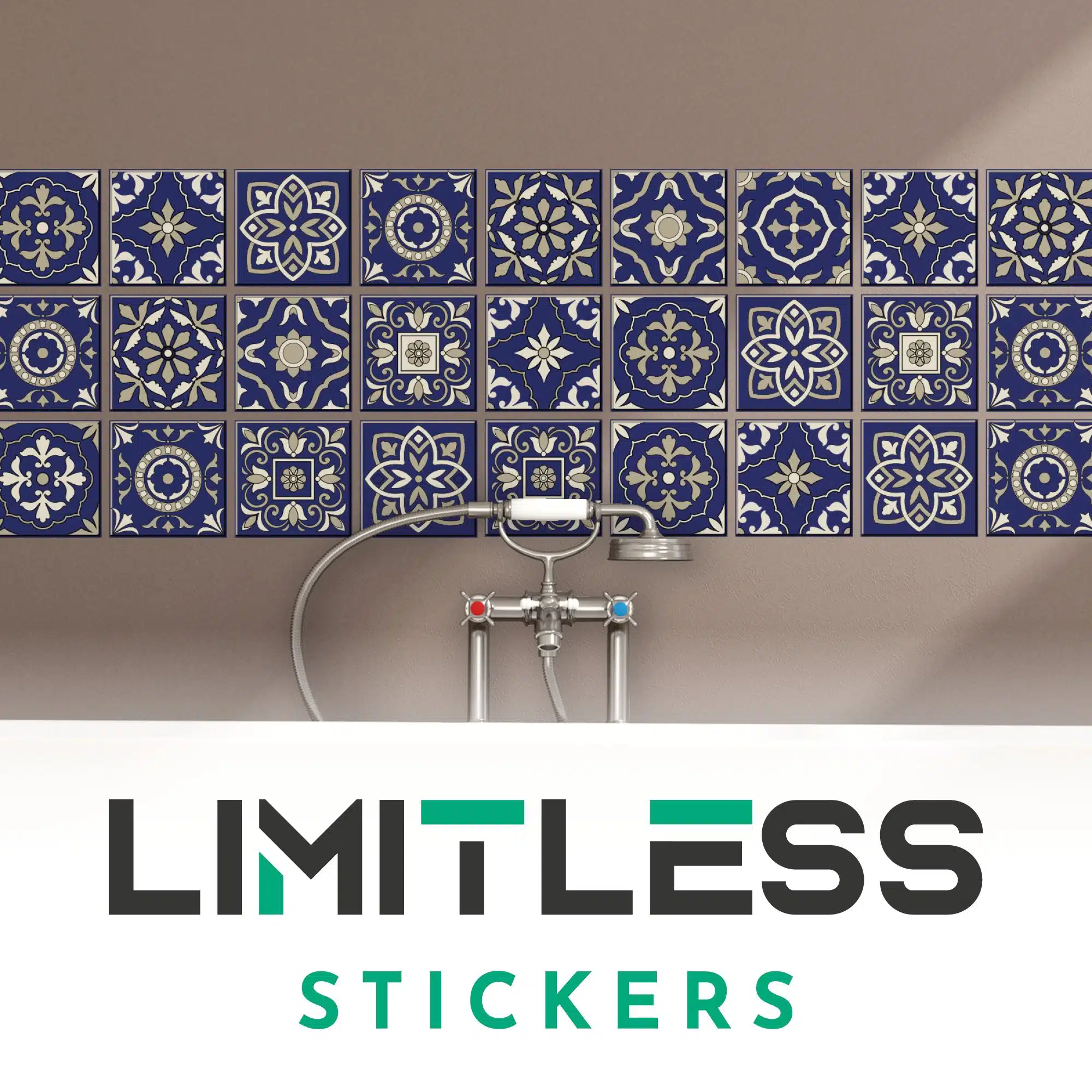 Mosaic Blue  And Cream Tile Stickers