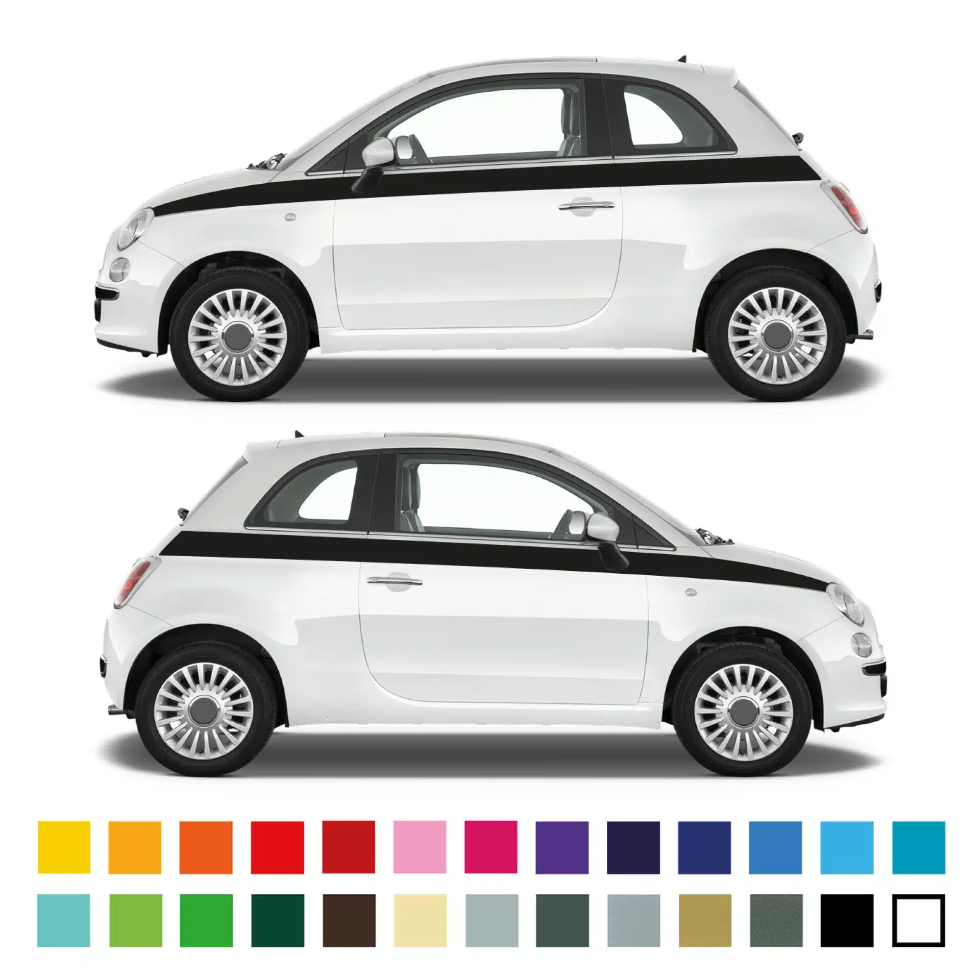 Fiat 500 Upper Solid Side Stripes