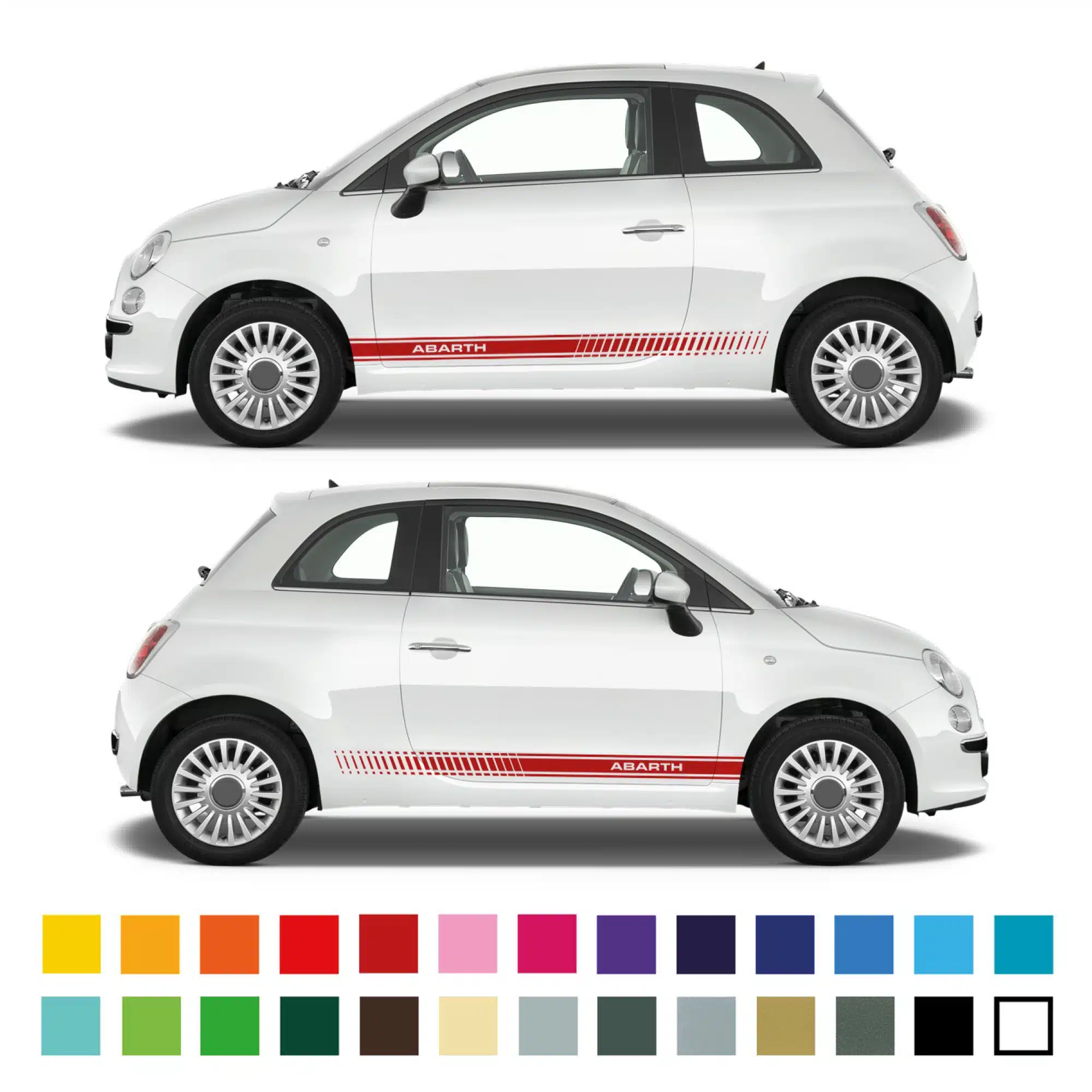 Fiat 500 Abarth Staggered Side Stripes