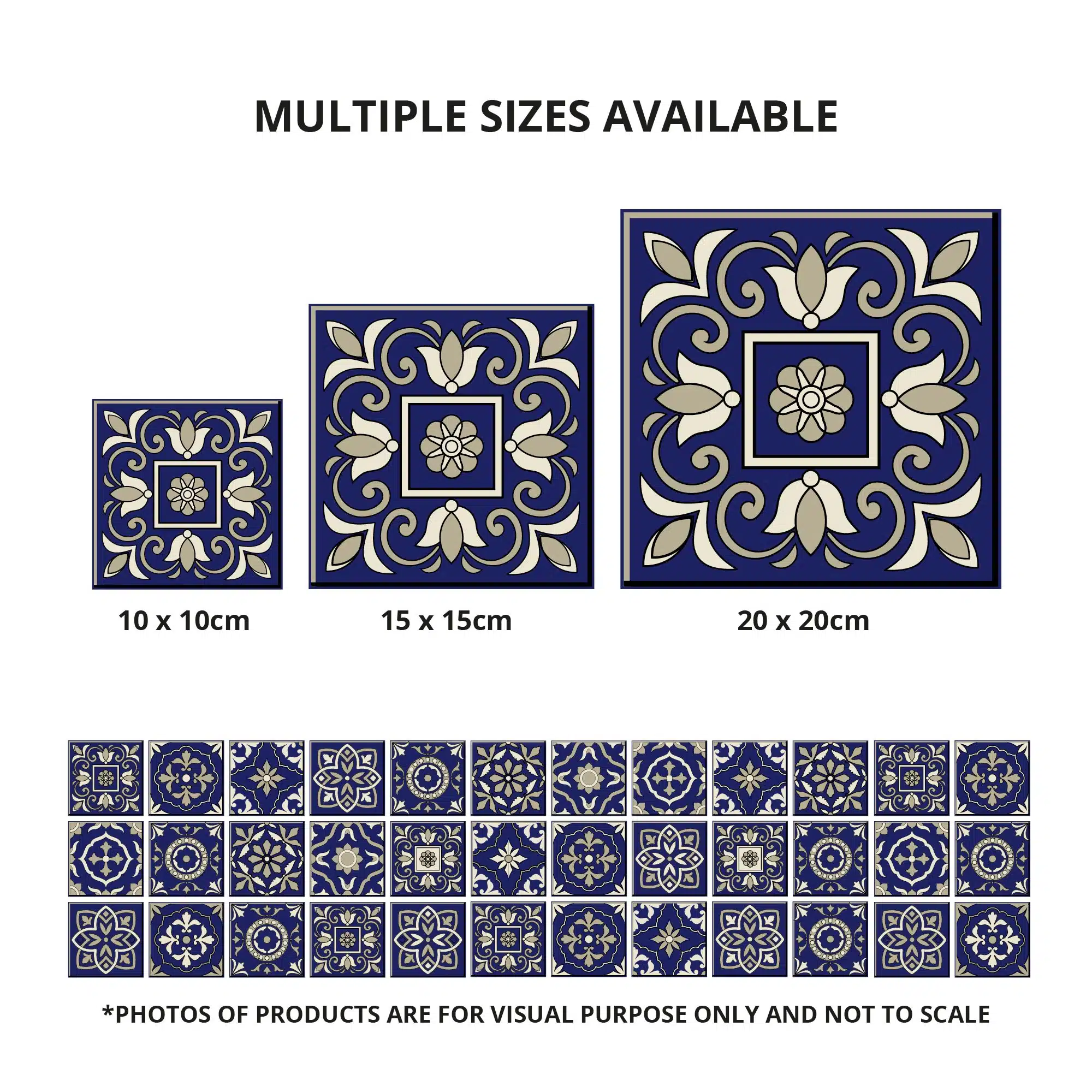 Mosaic Blue  And Cream Tile Stickers