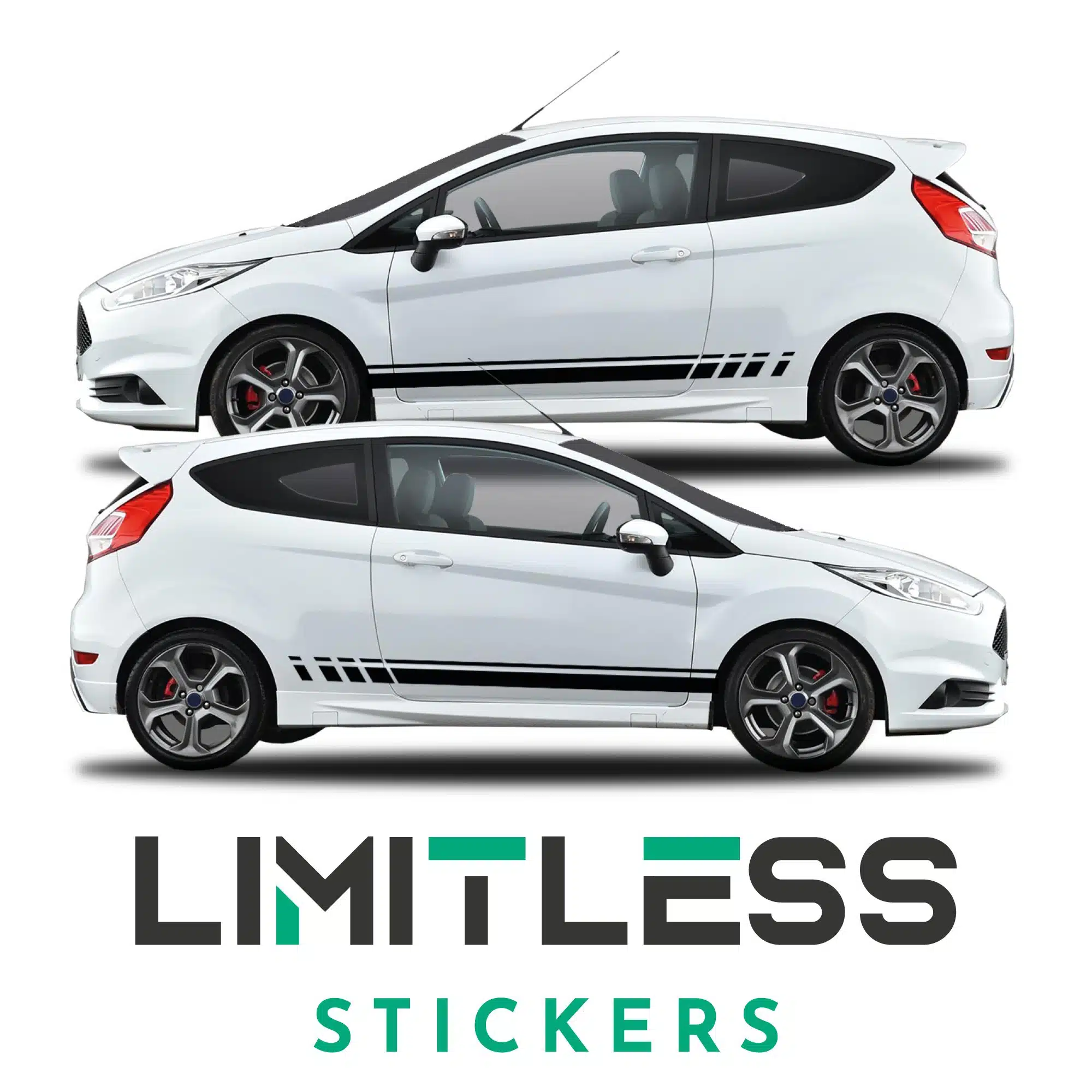 Fiesta Staggered Side Stripes Stickers