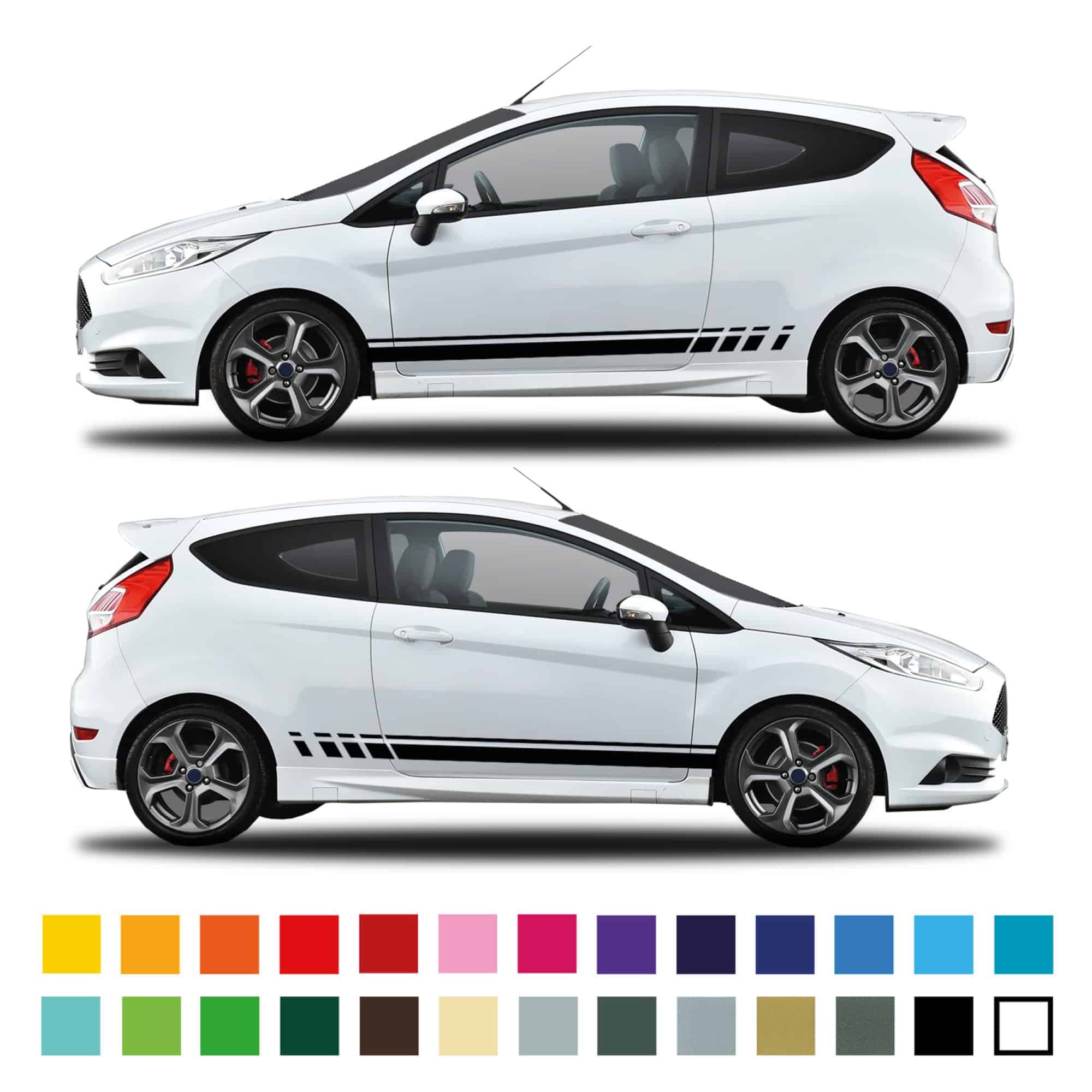 Fiesta Staggered Side Stripes Stickers