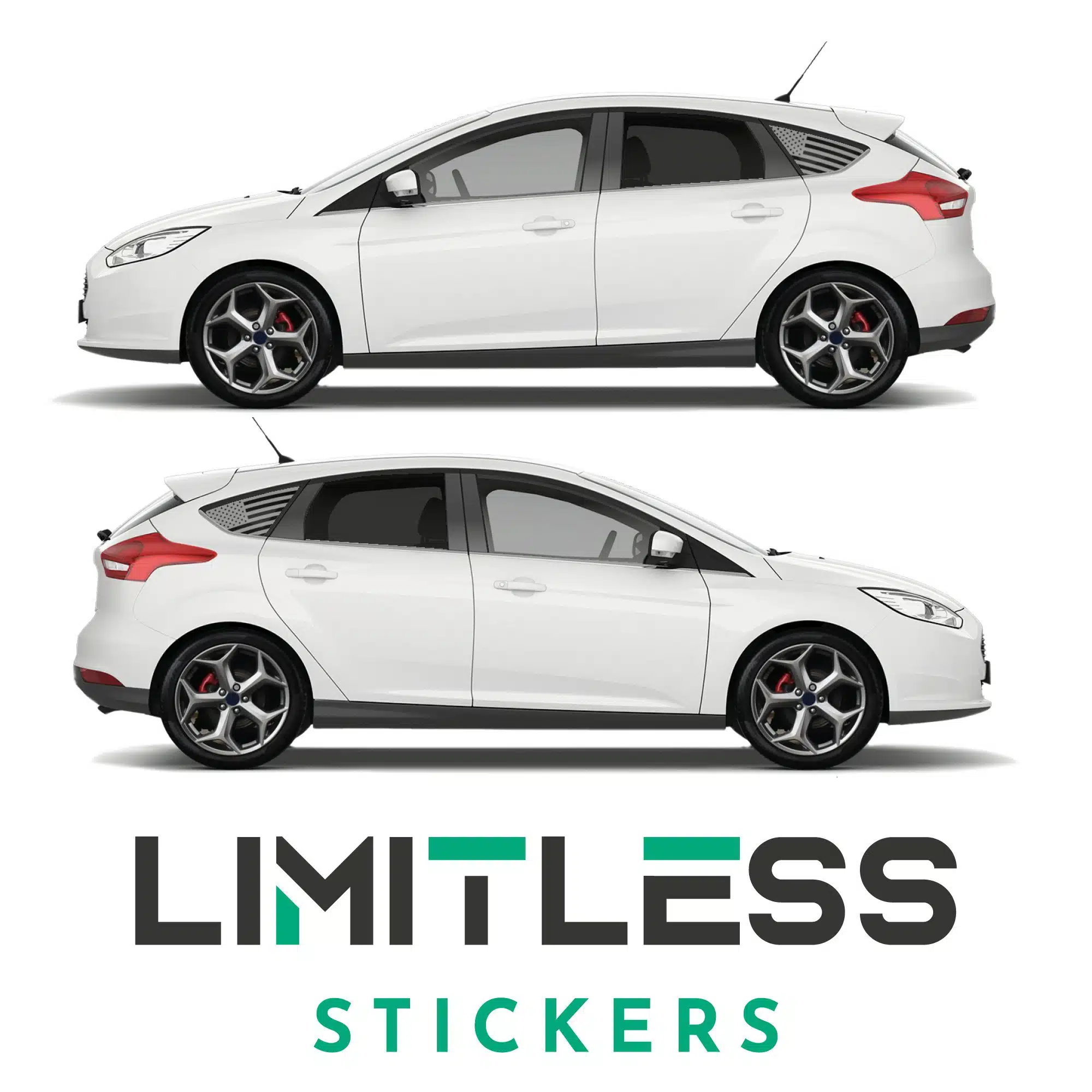 Focus Side Window Usa Stickers