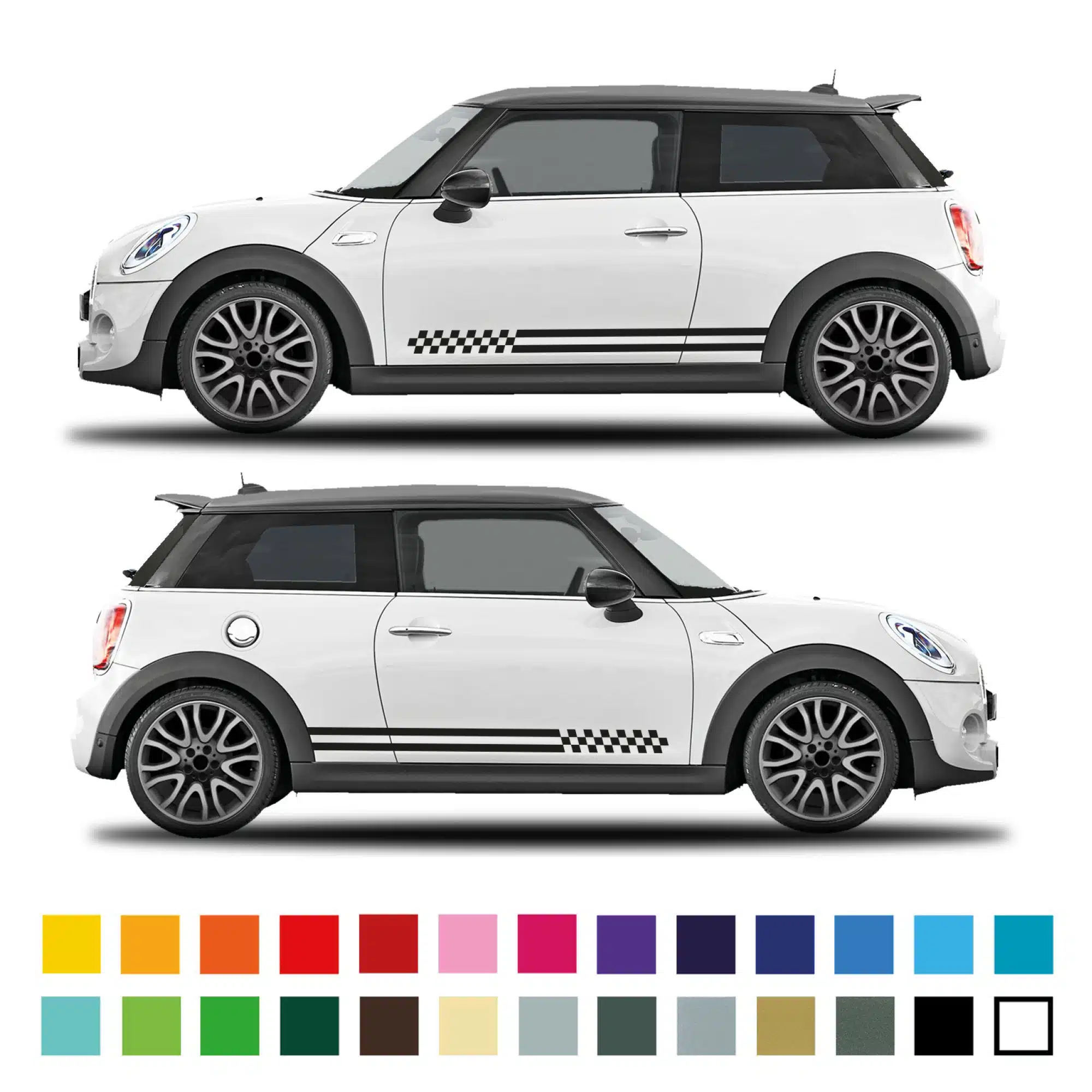 Mini Cooper Double Stripe To Checkered