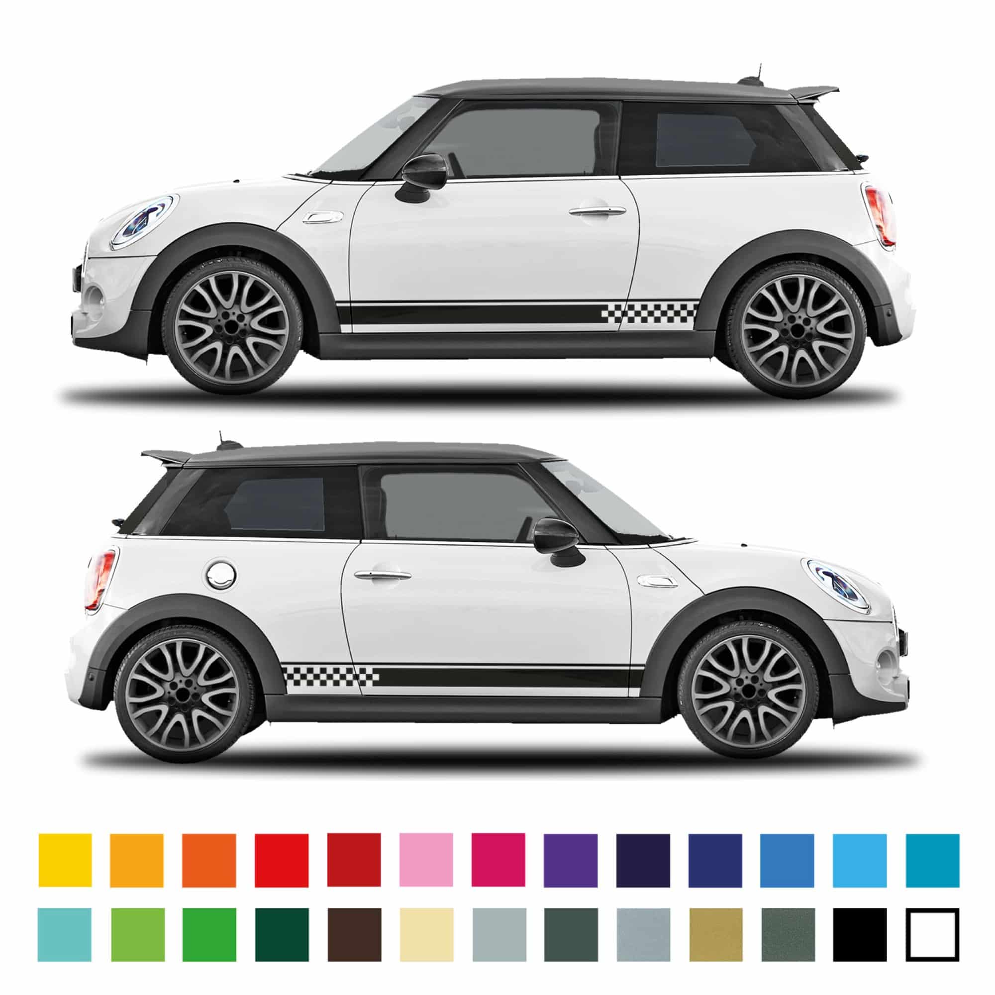 Mini Cooper Solid Stripe With Pinline To Checkered