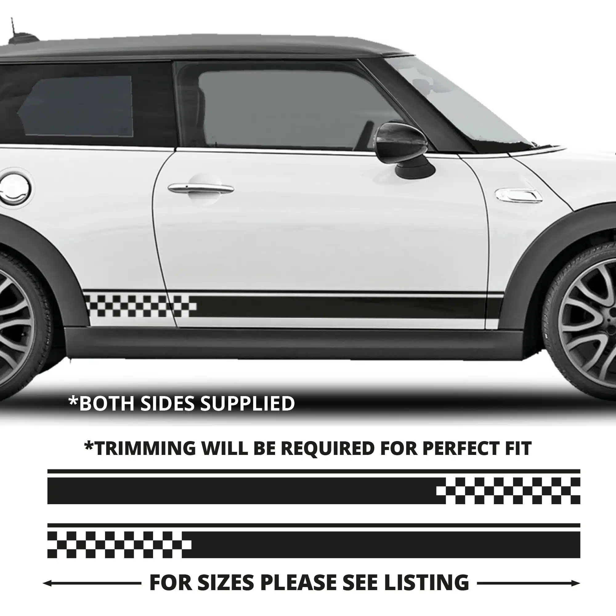 Mini Cooper Solid Stripe With Pinline To Checkered