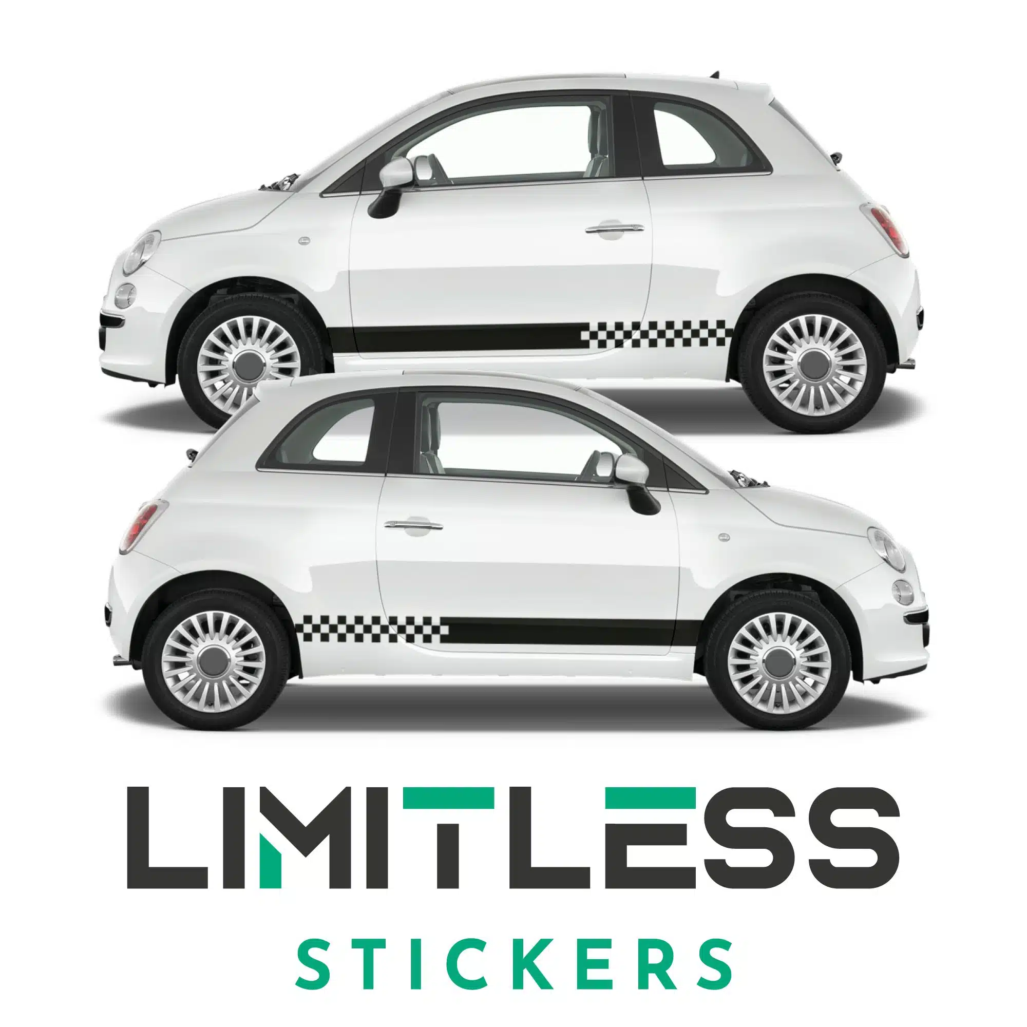 Fiat 500 Side Stripes Solid To Checkered