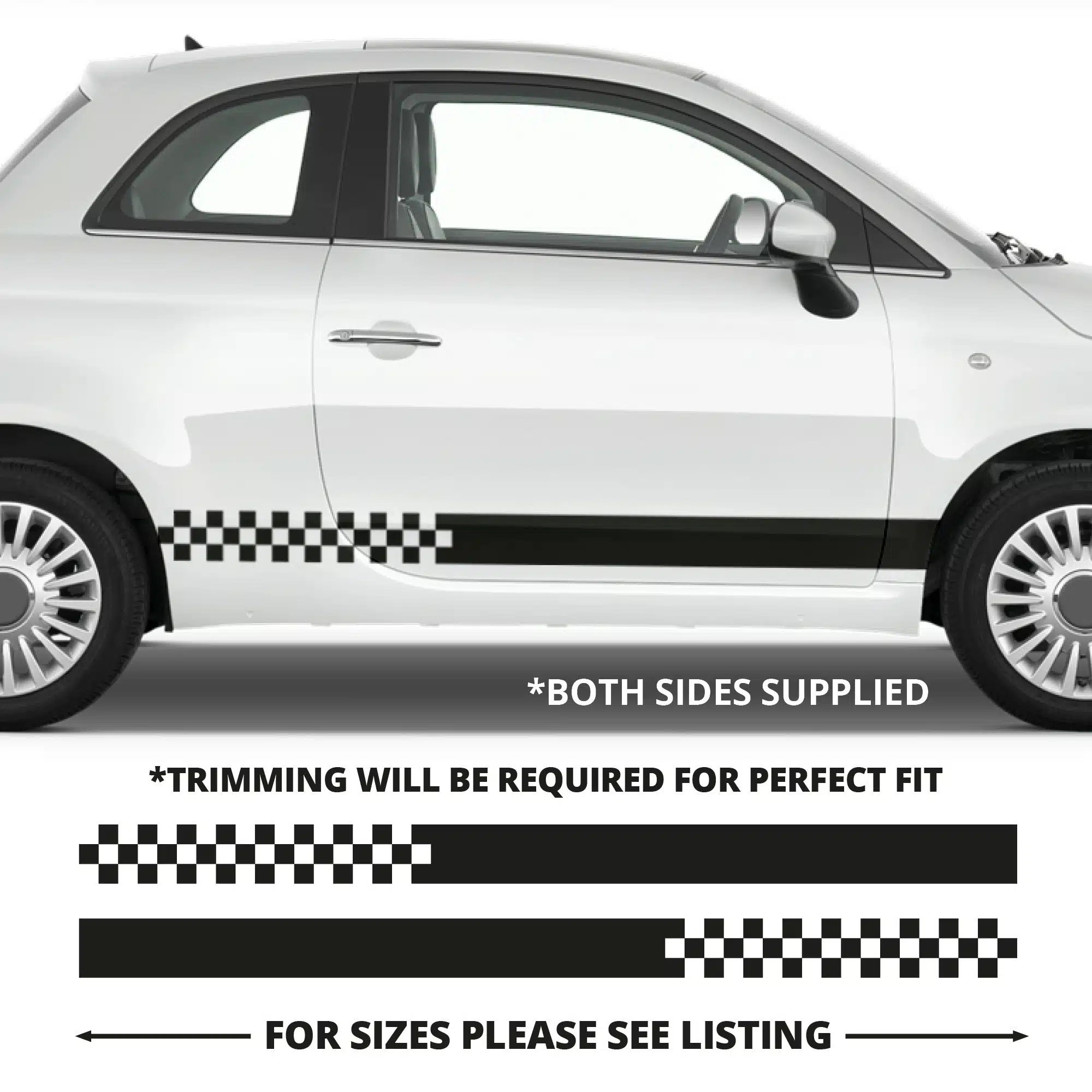 Fiat 500 Side Stripes Solid To Checkered