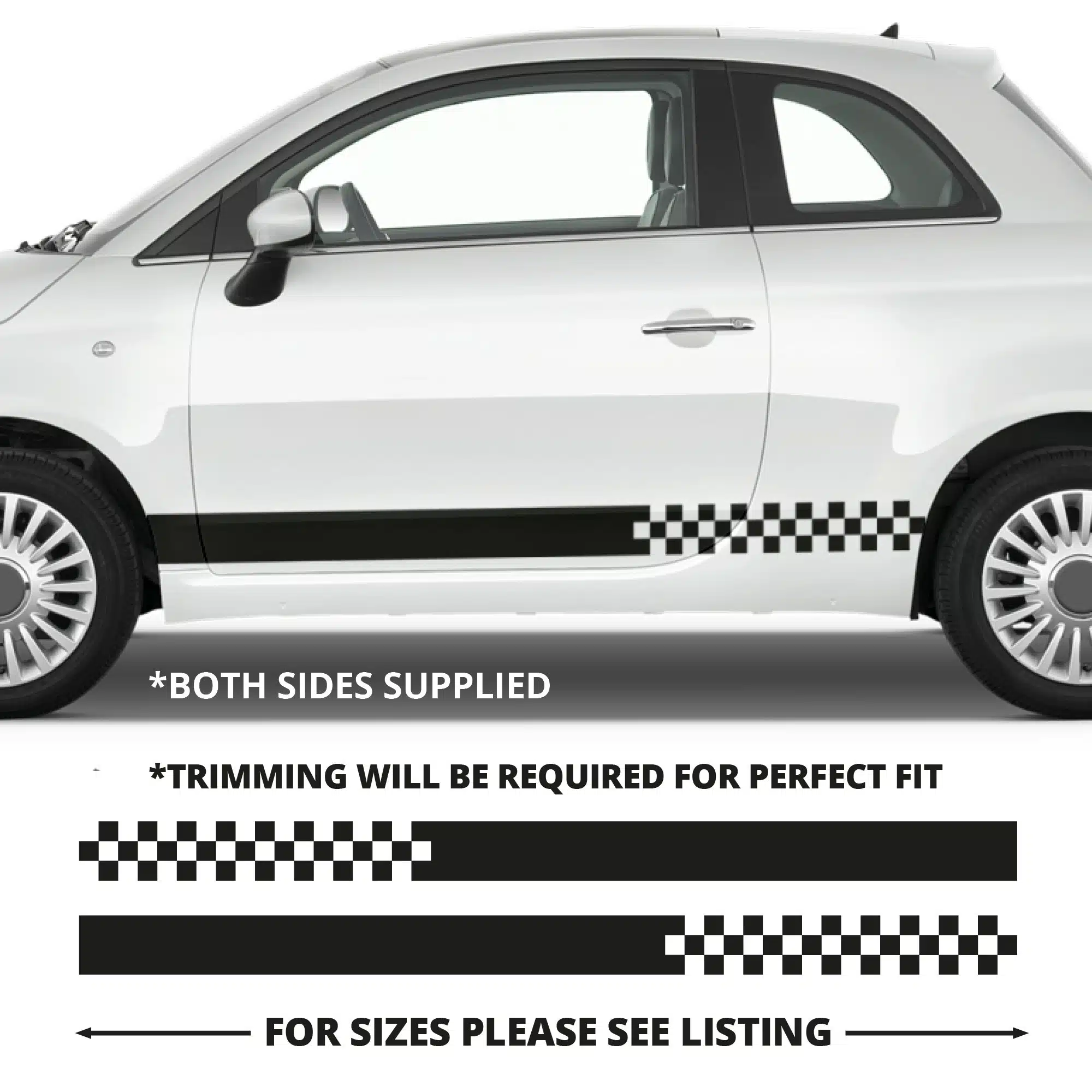 Fiat 500 Side Stripes Solid To Checkered