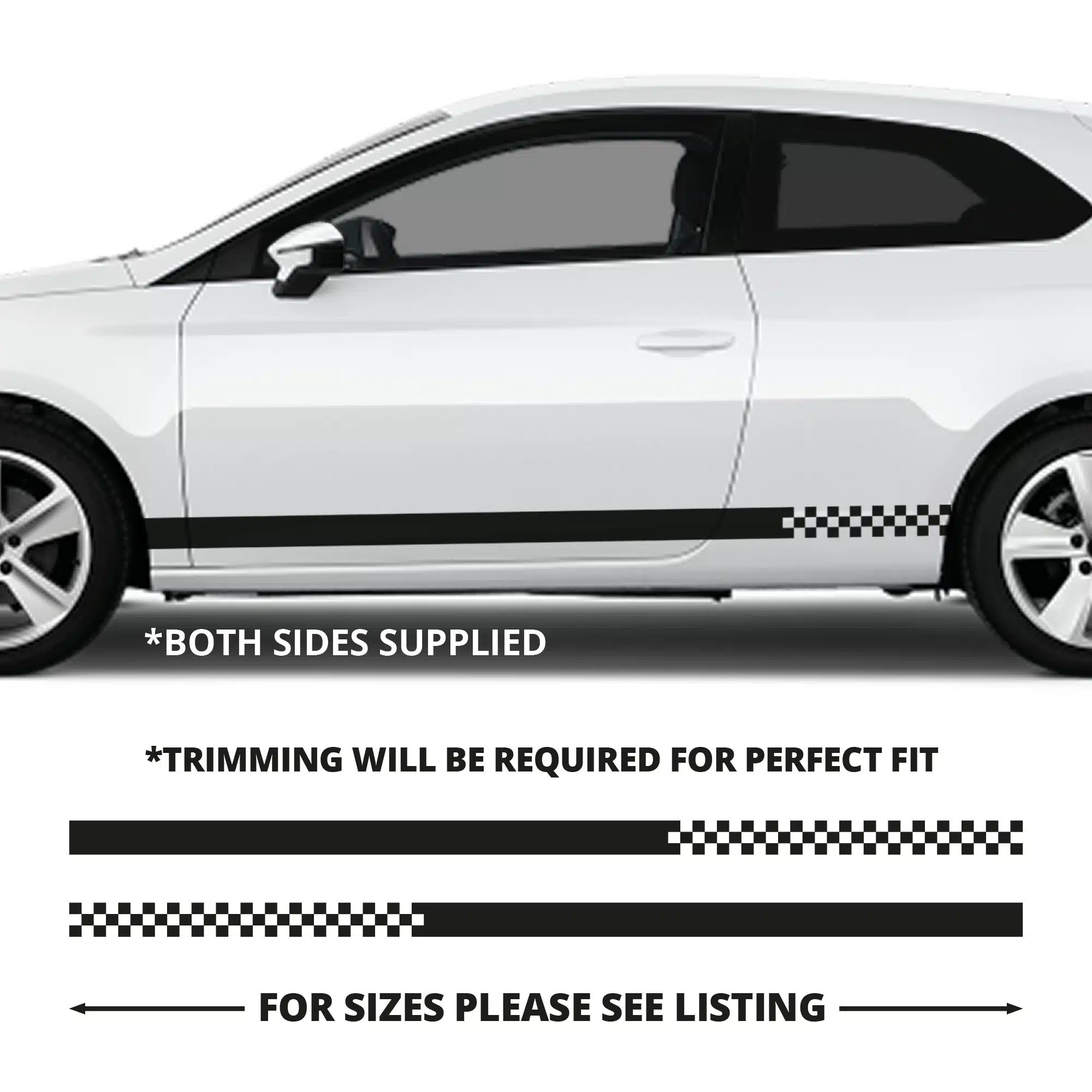 Seat Ibiza Solid To Checkered Stripe Graphics