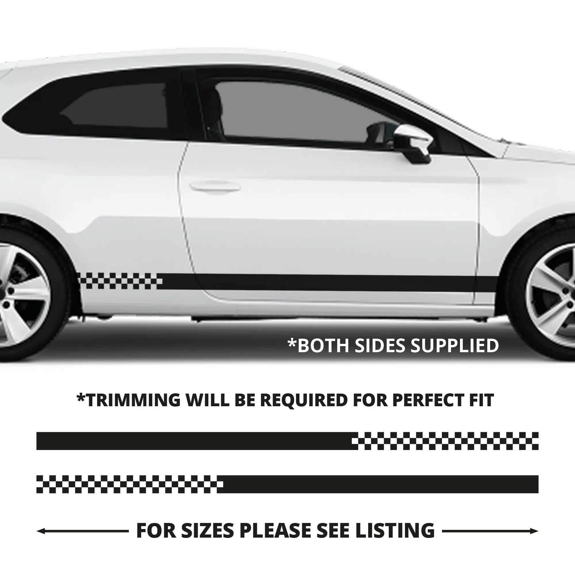 Seat Ibiza Solid To Checkered Stripe Graphics