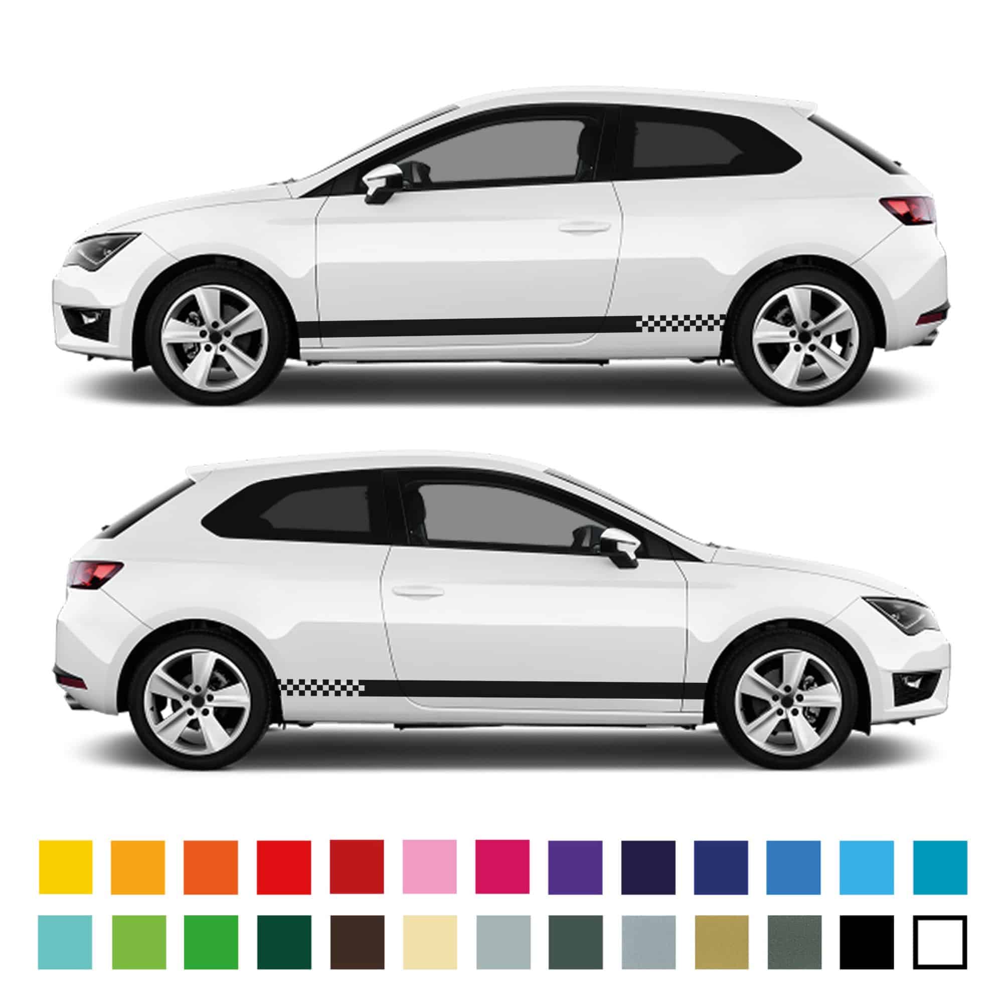 Seat Ibiza Solid To Checkered Stripe Graphics